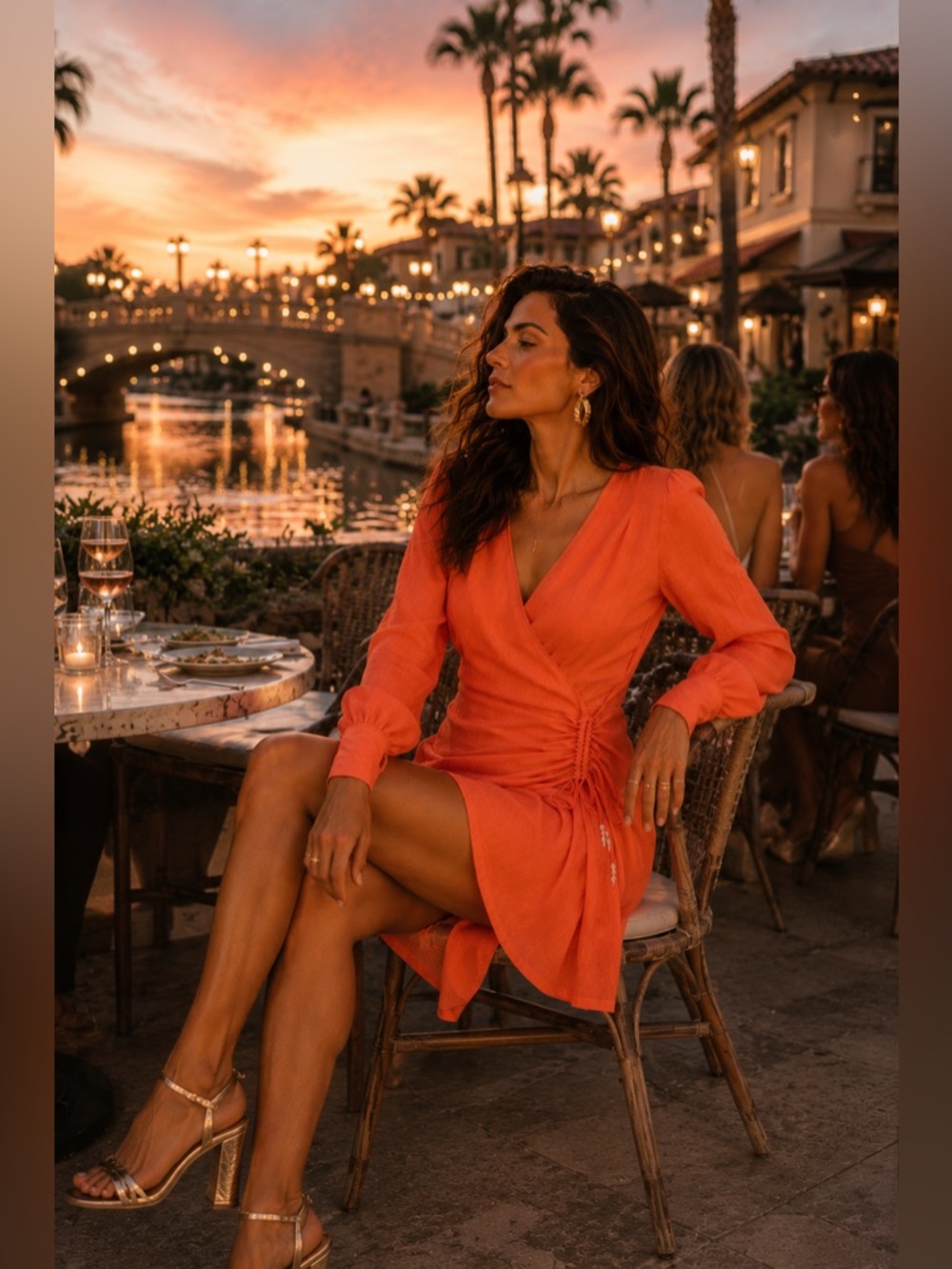 Magali Pascal Myrtle Wrap Mini Dress Neon Coral Gauze Resort Chic Size Small New - Picture 11 of 16